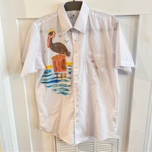 Omni Ltd short sleeve pelican perch beach seagull button down short sleeve polo